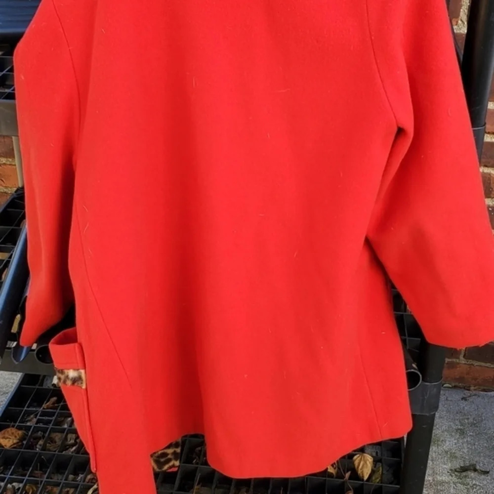 Vintage Red Wool& Leopard Coat L..XL‎ - Picture 2 of 14